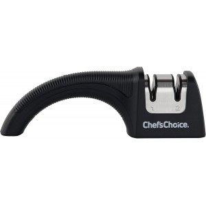 Chef'sChoice Manual Knife Sharpeners for 20-Degree Straight-Edge and Serrated Commercial Kitchen Pocket and Sports Knives with Diamond Abrasives Angle Control & Compact Footprint, 2-Stage, Black