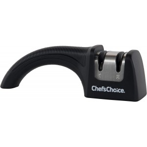 Chef'sChoice Manual Knife Sharpeners for 20-Degree Straight-Edge and Serrated Commercial Kitchen Pocket and Sports Knives with Diamond Abrasives Angle Control & Compact Footprint, 2-Stage, Black