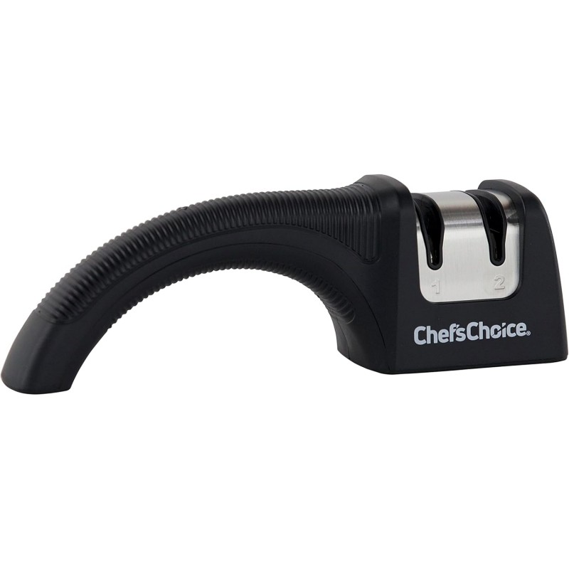 Chef'sChoice Manual Knife Sharpeners for 20-Degree Straight-Edge and Serrated Commercial Kitchen Pocket and Sports Knives with Diamond Abrasives Angle Control & Compact Footprint, 2-Stage, Black