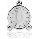 60 Minutes Kitchen Timer, Stainless Steel Egg Shaped Mechanical Cooking Timer Manual Countdown Reminder Baking Timing Tool with Rotating Alarm Sound