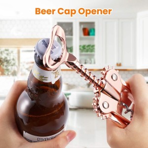 Wine Bottle Opener Wing Corkscrew, Godmorn Rose Gold Beer Bottle Opener with Wine Pourer, Cute Stainless Steel Winged Corkscrew, Pink Cork Screw Wine Accessories For Kitchen Bars Mothers Day Gift