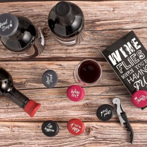 Whaline 8 Pack Funny Silicone Wine Stoppers, Reusable Wines Accessories and Wine Gifts with a Funny Saying for Wines Beer Bottles