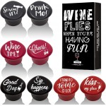 Whaline 8 Pack Funny Silicone Wine Stoppers, Reusable Wines Accessories and Wine Gifts with a Funny Saying for Wines Beer Bottles