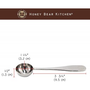 Honey Bear Kitchen 5 ml Teaspoon Measuring Scoop Spoons, Polished Stainless Steel, Set of 2