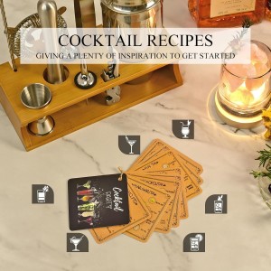 Bartender Kit Cocktail Shaker Set with Stand Bar Tool Bar Set for Drink Mixing Home Bartending Kit 11-Piece Bar Cart Accessories: Martini Shaker, Mixer Spoon, Jigger, Muddler, Strainer & Recipes Gifts