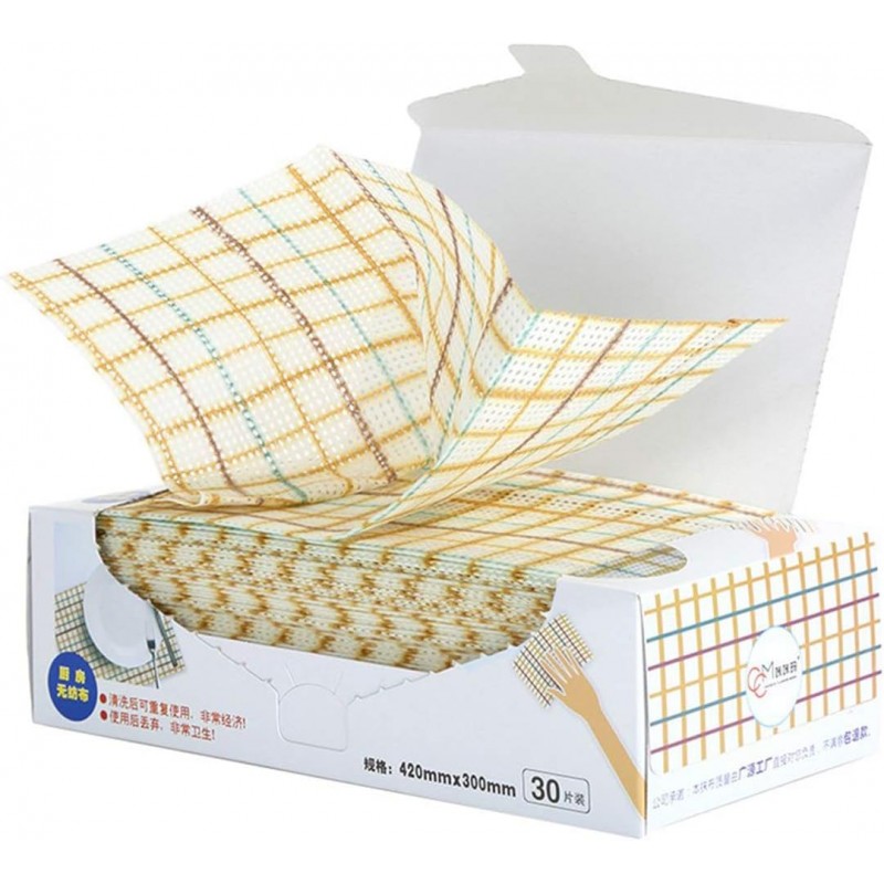 Cleaning Towels Disposable Dish Cloths Nonstick Fiber Reusable Handy Wipes House Kitchen Cleaning Cloth Wiping Rags Placemats Absorbent Dry Quickly, A Box of 30 Pcs