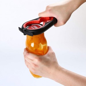 Jar Opener Can Opener Bottle Opener for Senior, Arthritis Hands and Anyone with Low Strength, Arthritis Jar Opener Get Lids Off Easily(Black and Red)