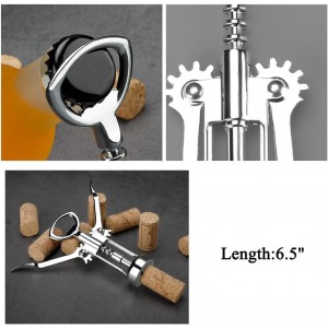 All-In-One Heavy Duty Wing Corkscrew, Food-Grade Stainless Steel Wine Opener, Non-Stick Bottle Opener, Manual Wine Cork Remover, Essential Kitchen Gadget for Home, Restaurant, Bar or Hotel