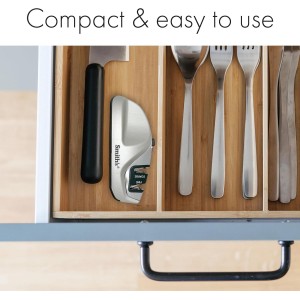 Smith's 51023 Adjustable Diamond Edge Grip Sharpener - Grey - Coarse & Fine Sharpeners - Compact - Stable Non-Slip Base – Pull Through Knife Sharpener