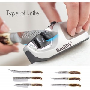 Smith's 51023 Adjustable Diamond Edge Grip Sharpener - Grey - Coarse & Fine Sharpeners - Compact - Stable Non-Slip Base – Pull Through Knife Sharpener