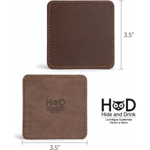 Hide & Drink Leather Coasters Set of 8, Premium Leather Table Protection for Drinks, Elegant Accessory for Home/Office, Protects Surfaces, Bourbon Table Coasters, Bar, Western (Bourbon Brown)