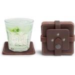 Hide & Drink Leather Coasters Set of 8, Premium Leather Table Protection for Drinks, Elegant Accessory for Home/Office, Protects Surfaces, Bourbon Table Coasters, Bar, Western (Bourbon Brown)