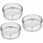 E-far 6 Inch Cake Pan Set of 3, Stainless Steel Round Smash Cake Baking Pans Tins, Non-Toxic & Healthy, Mirror Finish & Dishwasher Safe