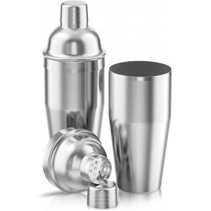 Cocktail Shaker with Double Measuring Jigger,Professional Stainless Steel 24oz Martini Shaker Set,Drink Built-In Strainer,Bartender Kit.