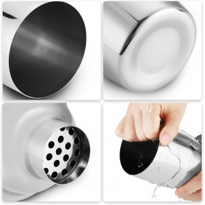 Cocktail Shaker with Double Measuring Jigger,Professional Stainless Steel 24oz Martini Shaker Set,Drink Built-In Strainer,Bartender Kit.