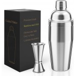 Cocktail Shaker with Double Measuring Jigger,Professional Stainless Steel 24oz Martini Shaker Set,Drink Built-In Strainer,Bartender Kit.