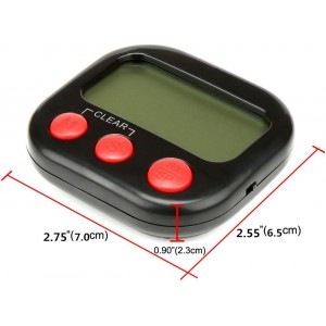 2 Pack Digital Kitchen Timer Big LCD Screen Loud Alarm Strong Magnetic Back and Stand Minute Seconds Count Up Countdown and Simple Operation for Homework Game Exercise Kids Cooking Timers (Black+Red)