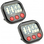 2 Pack Digital Kitchen Timer Big LCD Screen Loud Alarm Strong Magnetic Back and Stand Minute Seconds Count Up Countdown and Simple Operation for Homework Game Exercise Kids Cooking Timers (Black+Red)