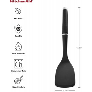 KitchenAid Classic Solid Turner, Black, 13.5x 3.3 Inch