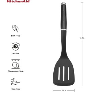 KitchenAid Classic Nylon Slotted Turner, 13.66-Inch, Black