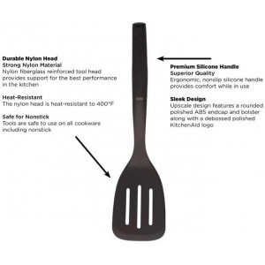 KitchenAid Classic Nylon Slotted Turner, 13.66-Inch, Black