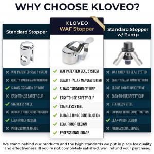 KLOVEO Champagne Stoppers - Patented Seal - Made in Italy - Professional Grade WAF Champagne Bottle Stopper - Prosecco, Cava, and Sparkling Wine Bottle Stopper