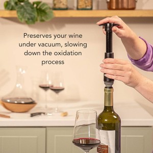 Vacu Vin Original Wine Saver with 4 Vacuum Bottle Stoppers – Black Wine Preserver Pump for Red or White Wine – Manual Air Remover System – Airtight Seal – Keep Wine Fresh Longer