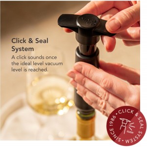 Vacu Vin Original Wine Saver with 4 Vacuum Bottle Stoppers – Black Wine Preserver Pump for Red or White Wine – Manual Air Remover System – Airtight Seal – Keep Wine Fresh Longer