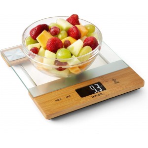 Taylor Digital Glass/Bamboo Household Kitchen Scale, 11 Pound Capacity, Natural