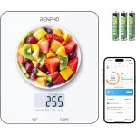RENPHO Food Scale with Nutritional Calculator, Digital Kitchen Scale for Weight Loss, Smart Food Weight Scale with App for Macro Keto Calorie Cooking, Grams and Ounces, White, 11lb/5kg