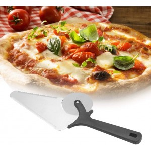Pizza Spatula Stainless Steel Pizza Peel Multifunctional 2-in1 Pizza Cutter Shovel Professional Pastry Server Baking Tool