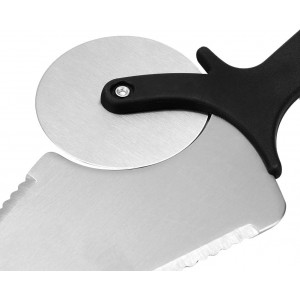 Pizza Spatula Stainless Steel Pizza Peel Multifunctional 2-in1 Pizza Cutter Shovel Professional Pastry Server Baking Tool