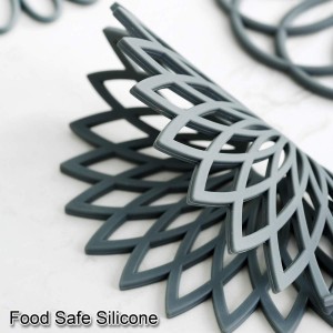 Set of 3 Silicone Trivet Mat - Non-Slip & Heat Resistant Modern Kitchen Hot Pads for Table & Countertop - Trivet for Hot Dishes, Turquoise