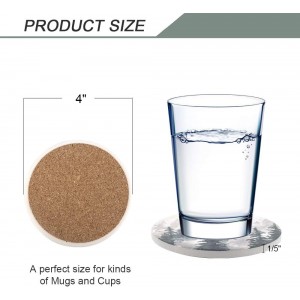 Lahome Forest Pattern Coasters - Round Drinks Absorbent Stone Coaster Set with Ceramic Stone and Cork Base for Kinds of Mugs and Cups (Forest, 4)