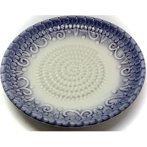 All-in-one Premium Ceramic Garlic Grater Plate 4-Piece Set - Purple Embossed Design and Style - For Garlic, Ginger, Chocolate, and more! - Comes with 5.25