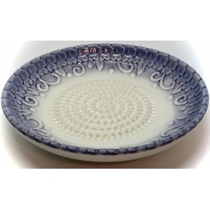 All-in-one Premium Ceramic Garlic Grater Plate 4-Piece Set - Purple Embossed Design and Style - For Garlic, Ginger, Chocolate, and more! - Comes with 5.25