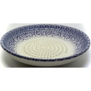 All-in-one Premium Ceramic Garlic Grater Plate 4-Piece Set - Purple Embossed Design and Style - For Garlic, Ginger, Chocolate, and more! - Comes with 5.25