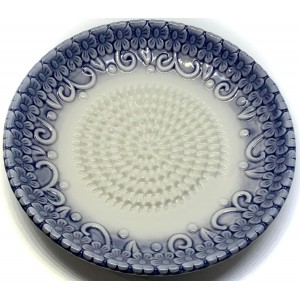 All-in-one Premium Ceramic Garlic Grater Plate 4-Piece Set - Purple Embossed Design and Style - For Garlic, Ginger, Chocolate, and more! - Comes with 5.25