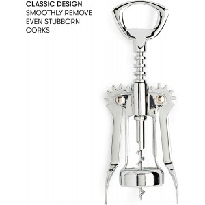 Cooking Light Premium Stainless Steel Wine, Professional and Portable Bottle Opener, All-in-One Winged Corkscrew, Black, Model:Wing Wine Opener