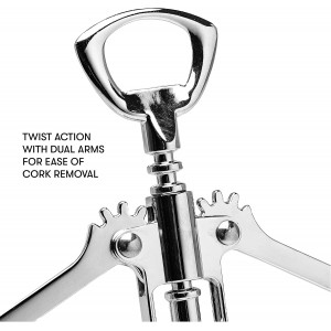 Cooking Light Premium Stainless Steel Wine, Professional and Portable Bottle Opener, All-in-One Winged Corkscrew, Black, Model:Wing Wine Opener