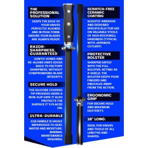 Dalstrong Honing Rod - 10 inch - G10 Handle - Stainless Steel Core - Scratch-Free Ceramic Coating - Kitchen Knife Sharpener Chef Knife Polish - Professional Honing Steel - Sharpening Rod