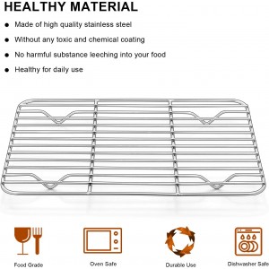 E-far Small Baking Rack Set of 2, Stainless Steel Metal Roasting Cooking Racks, Size – 8.6