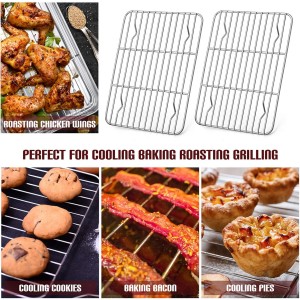 E-far Small Baking Rack Set of 2, Stainless Steel Metal Roasting Cooking Racks, Size – 8.6