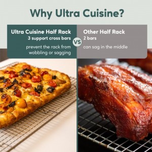 Ultra Cuisine Oven-Safe, Dishwasher-Safe 100% Stainless Steel Cooling and Baking Rack Set Heavy Duty Tight-Wire - 11.5 x 16.5-inch - Set of 2 - Half Sheet Pan Cooling Racks