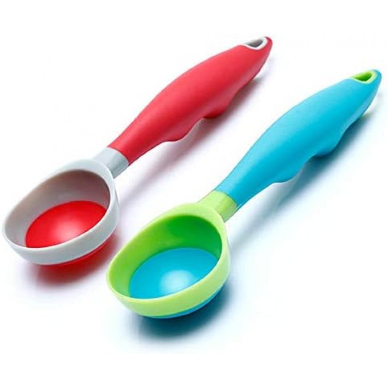 Ice Cream Scoop, 2PCS Nonstick Anti-Freeze Food grade PPR + rubber Ice Cream Scooper with the Hung Hole Design, Comfortable Handle, Dishwasher Safe,Ice Cream Scoops,