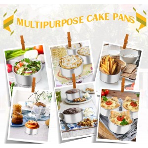 P&P CHEF Cake Pan Set of 4, Stainless Steel Baking Round Cake Pans Tins Bakeware for Birthday Wedding, Leak-proof & Easy Clean, Mirror Finish & Easy Releasing, 4 Inch