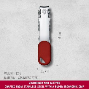 Victorinox Unisex Nail Clipper SS Red Lanyard Hole Blister, Standard