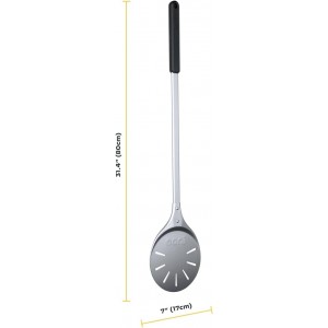 ooni Pizza Turning Peel - 7 Inch Aluminum Perforated Pizza Peel, Lightweight Metal Pizza Turner with Long Handle, Pizza Tools, Pizza Oven Accessories