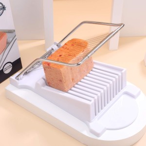 NVTED Slicer, Luncheon Meat Slicer Boiled Egg Fruit Soft Cheese Butter Slicers Cutter, Stainless Steel Wires, Cuts 10 Slices (White)