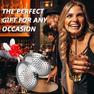 Boao 2 Pack Julep Strainers Stainless Steel Strainer Cocktail Spoon for Loose Tea Filter Practical Bar Colander Tool for Commercial Bar Use